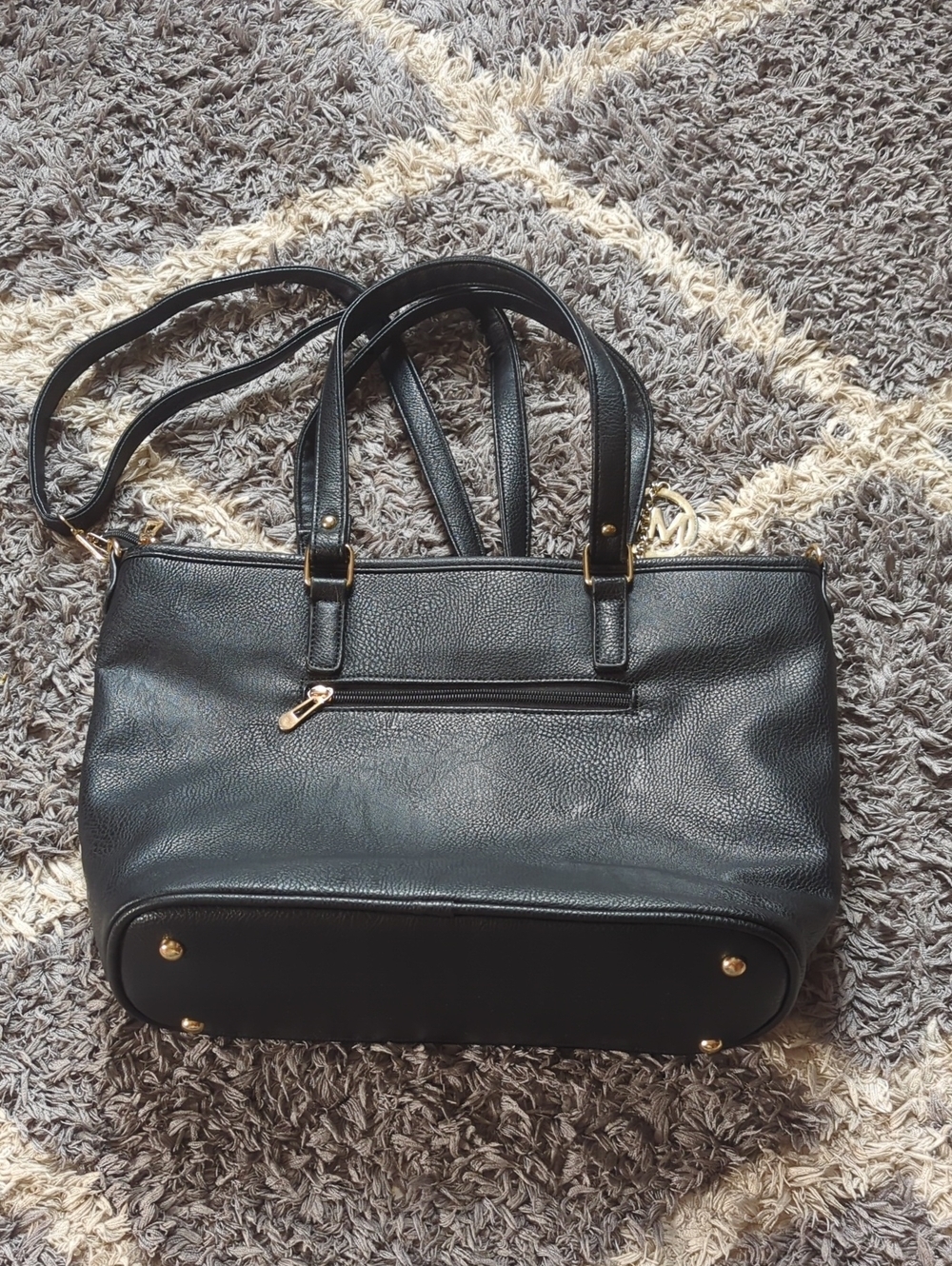Michael Kors Black Leather Tote with Gold Hardware - Picture 7 of 8